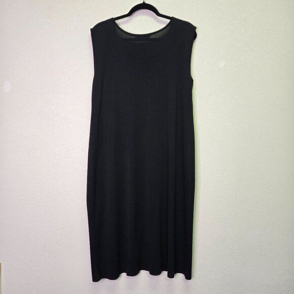 Misook XL Black Sleeveless Sheath Knit Midi Dress Minimalist Old Money Quiet Lux - Picture 3 of 8